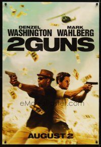 6e019 2 GUNS teaser DS 1sh '13 cool action image of Denzel Washington & Mark Wahlberg!