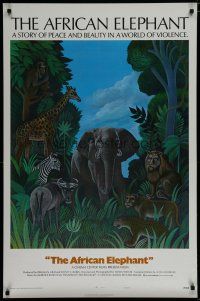 6e036 AFRICAN ELEPHANT style B 1sh '71 great artwork, get to know the jungle before they pave it!