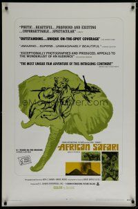 6e037 AFRICAN SAFARI 1sh '69 jungle documentary, cool art of wild animals!