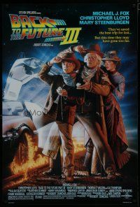 6e068 BACK TO THE FUTURE III DS 1sh '90 Michael J. Fox, Chris Lloyd, Zemeckis, Drew art!