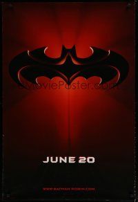 6e076 BATMAN & ROBIN advance DS 1sh '97 Clooney, O'Donnell, cool image of bat symbol!