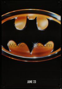 6e077 BATMAN matte teaser 1sh '89 directed by Tim Burton, cool image of Bat logo!