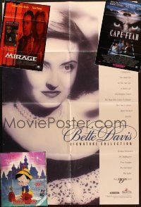 6f038 LOT OF 4 FOLDED VIDEO POSTERS '80s-90s Bette Davis Collection, Pinocchio & more!