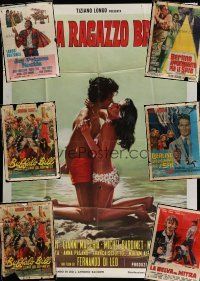 6f059 LOT OF 7 FOLDED ITALIAN ONE-PANELS '60s-70s different images from a variety of movies!