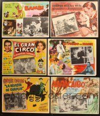 6f071 LOT OF 8 MEXICAN LOBBY CARDS '50s-60s Charlie Chaplin, Gary Cooper, Disney & more!