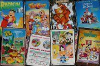 6f182 LOT OF 9 UNFOLDED ANIMATION SPECIAL POSTERS '80s-90s Flintstones, Looney Tunes & more!