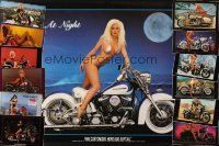 6f214 LOT OF 13 UNFOLDED COMMERCIAL POSTERS OF SEXY WOMEN WITH MOTORCYCLES '80s-90s flesh & steel!