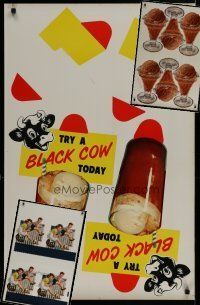 6f225 LOT OF 3 UNFOLDED ADVERTISING POSTERS '50s Black Cow ice cream & more!