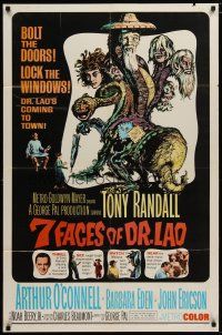 6g021 7 FACES OF DR. LAO 1sh '64 great art of Tony Randall's personalities by Joseph Smith!