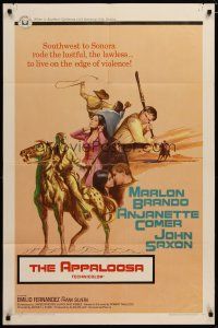 6g050 APPALOOSA 1sh '66 Marlon Brando rode the lustful & lawless to live on the edge of violence!