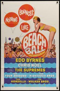 6g081 BEACH BALL 1sh '65 Edd Byrnes, Chris Noel, The Supremes, sexy girl in bikini art!