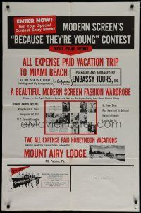 6g084 BECAUSE THEY'RE YOUNG 1sh '60 Dick Clark, Tuesday Weld, because they're young contest!