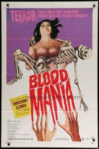6g109 BLOOD MANIA 1sh '70 really wild horror artwork, it rips the screams out of your throat!