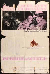 6g113 BONNIE & CLYDE 1sh '67 the most notorious crime duo Warren Beatty & Faye Dunaway!