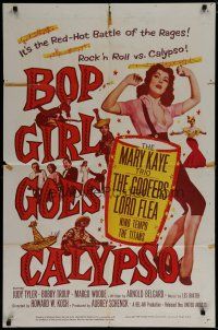 6g114 BOP GIRL GOES CALYPSO 1sh '57 art of sexy Bop Girl Judy Tyler, a rock & roll riot!