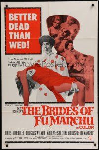 6g123 BRIDES OF FU MANCHU 1sh '66 Asian villain Christopher Lee, Better dead than wed!
