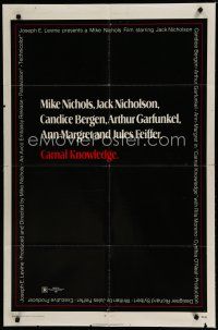 6g142 CARNAL KNOWLEDGE 1sh '71 Jack Nicholson, Candice Bergen, Art Garfunkel, Ann-Margret!