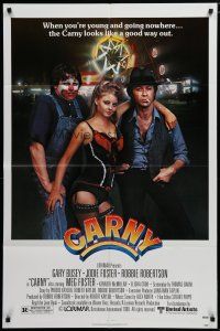 6g143 CARNY 1sh '80 Jodie Foster, Robbie Robertson, Gary Busey in carnival clown make up!