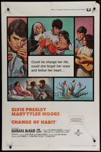 6g151 CHANGE OF HABIT 1sh '69 Dr. Elvis Presley, pretty Mary Tyler Moore as nun!
