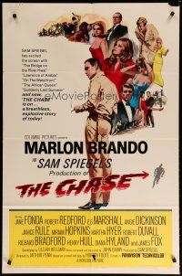 6g155 CHASE 1sh '66 Marlon Brando, Jane Fonda, Robert Redford, directed by Arthur Penn