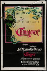 6g160 CHINATOWN 1sh '74 great art of smoking Jack Nicholson & Faye Dunaway, Roman Polanski