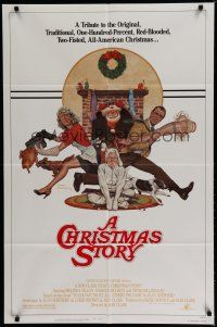 6g166 CHRISTMAS STORY 1sh '83 best classic Christmas movie, great art by Robert Tanenbaum!