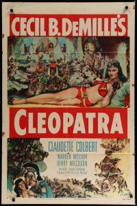 6g170 CLEOPATRA 1sh R52 sexy Claudette Colbert as the Princess of the Nile, Cecil B. DeMille