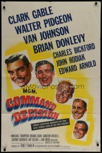 6g179 COMMAND DECISION 1sh '48 Clark Gable, Walter Pidgeon, Van Johnson, Brian Donlevy!