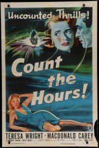 6g186 COUNT THE HOURS style A 1sh '53 Don Siegel, art of sexy bad girl Adele Mara in low-cut dress!