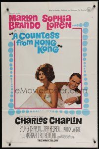 6g187 COUNTESS FROM HONG KONG 1sh '67 Marlon Brando, sexy Sophia Loren, directed by Chaplin!