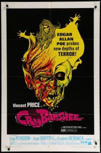 6g197 CRY OF THE BANSHEE 1sh '70 Edgar Allan Poe probes new depths of terror, cool artwork!