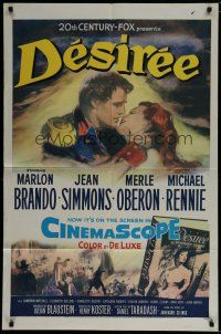 6g219 DESIREE 1sh '54 great artwork of Marlon Brando & pretty Jean Simmons!