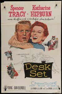 6g220 DESK SET 1sh '57 Spencer Tracy & Katharine Hepburn make the office a wonderful place!