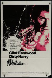 6g227 DIRTY HARRY 1sh '71 art of Clint Eastwood pointing his .44 magnum, Don Siegel crime classic!