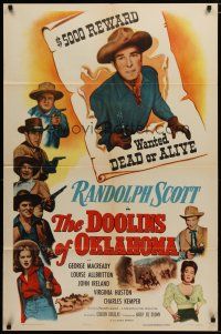 6g238 DOOLINS OF OKLAHOMA 1sh R55 Randolph Scott, Louise Allbritton, wanted dead or alive!