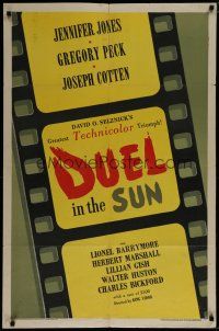 6g245 DUEL IN THE SUN style A 1sh '47 Jennifer Jones, Gregory Peck & Cotten in King Vidor epic!