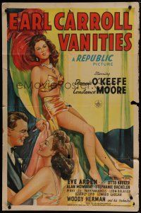 6g247 EARL CARROLL VANITIES 1sh '45 art of sexy showgirl Constance Moore, Dennis O'Keefe!