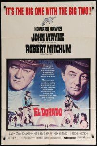 6g253 EL DORADO 1sh '66 John Wayne, Robert Mitchum, Howard Hawks, the big one with the big two!