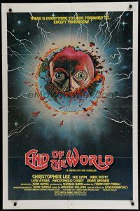 6g261 END OF THE WORLD 1sh '77 wild art of strange creature emerging from the Earth!