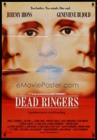 6g213 DEAD RINGERS English 1sh '89 Jeremy Irons & Genevieve Bujold, directed by David Cronenberg!