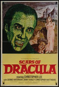 6g756 SCARS OF DRACULA English 1sh '70 c/u art of bloody vampire Christopher Lee, Hammer horror!