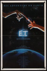 6g246 E.T. THE EXTRA TERRESTRIAL 1sh '83 Drew Barrymore, Steven Spielberg classic, Alvin art!
