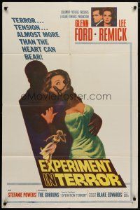6g272 EXPERIMENT IN TERROR 1sh '62 Glenn Ford, Lee Remick, more tension than the heart can bear!