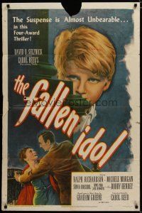 6g277 FALLEN IDOL 1sh '49 Ralph Richardson, directed by Carol Reed, written by Graham Greene!