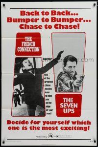 6g324 FRENCH CONNECTION/SEVEN-UPS 1sh R74 crime thriller double-feature, greatest chase movies!