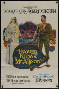 6g406 HEAVEN KNOWS MR. ALLISON 1sh '57 Robert Mitchum in uniform w/ nun Deborah Kerr!