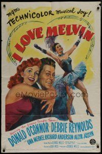 6g441 I LOVE MELVIN 1sh '53 great romantic art of Donald O'Connor & Debbie Reynolds!