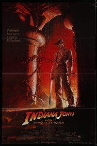 6g449 INDIANA JONES & THE TEMPLE OF DOOM 1sh '84 adventure is Ford's name, Bruce Wolfe art!