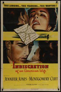 6g450 INDISCRETION OF AN AMERICAN WIFE style A 1sh '55 art of Jennifer Jones, Montgomery Clift!