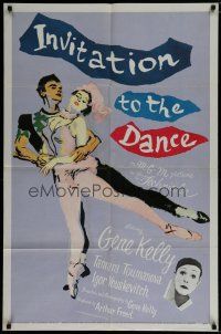 6g457 INVITATION TO THE DANCE 1sh '56 great artwork of Gene Kelly dancing with Tamara Toumanova!